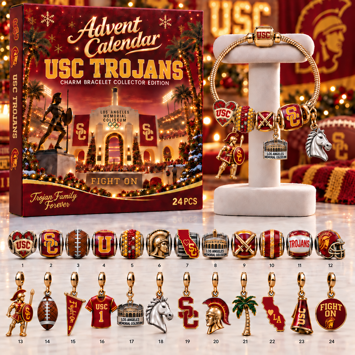 Premium USC Advent Calendar Charm Bracelet Set PVNA