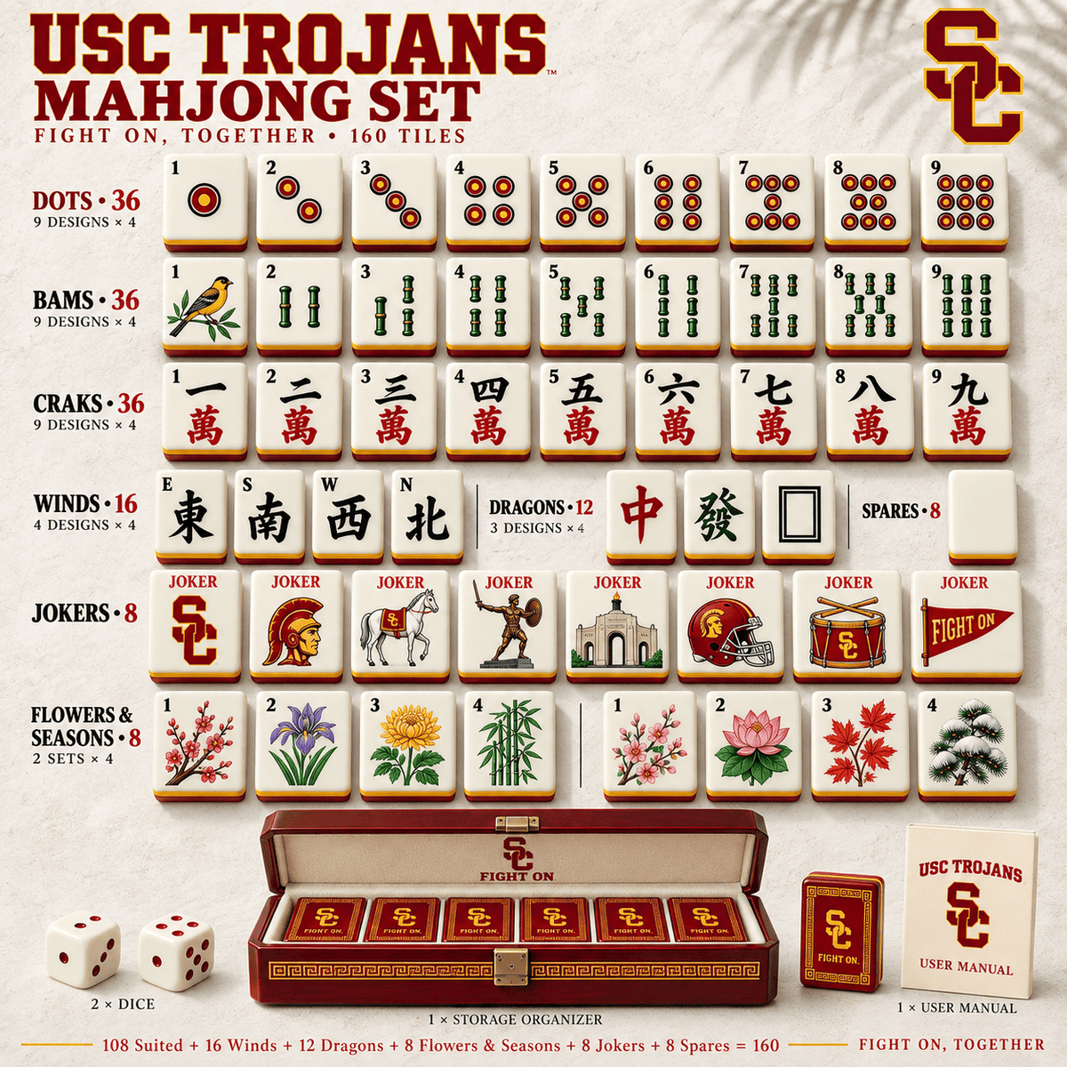 Premium USC Mahjong Tiles Set TNSM