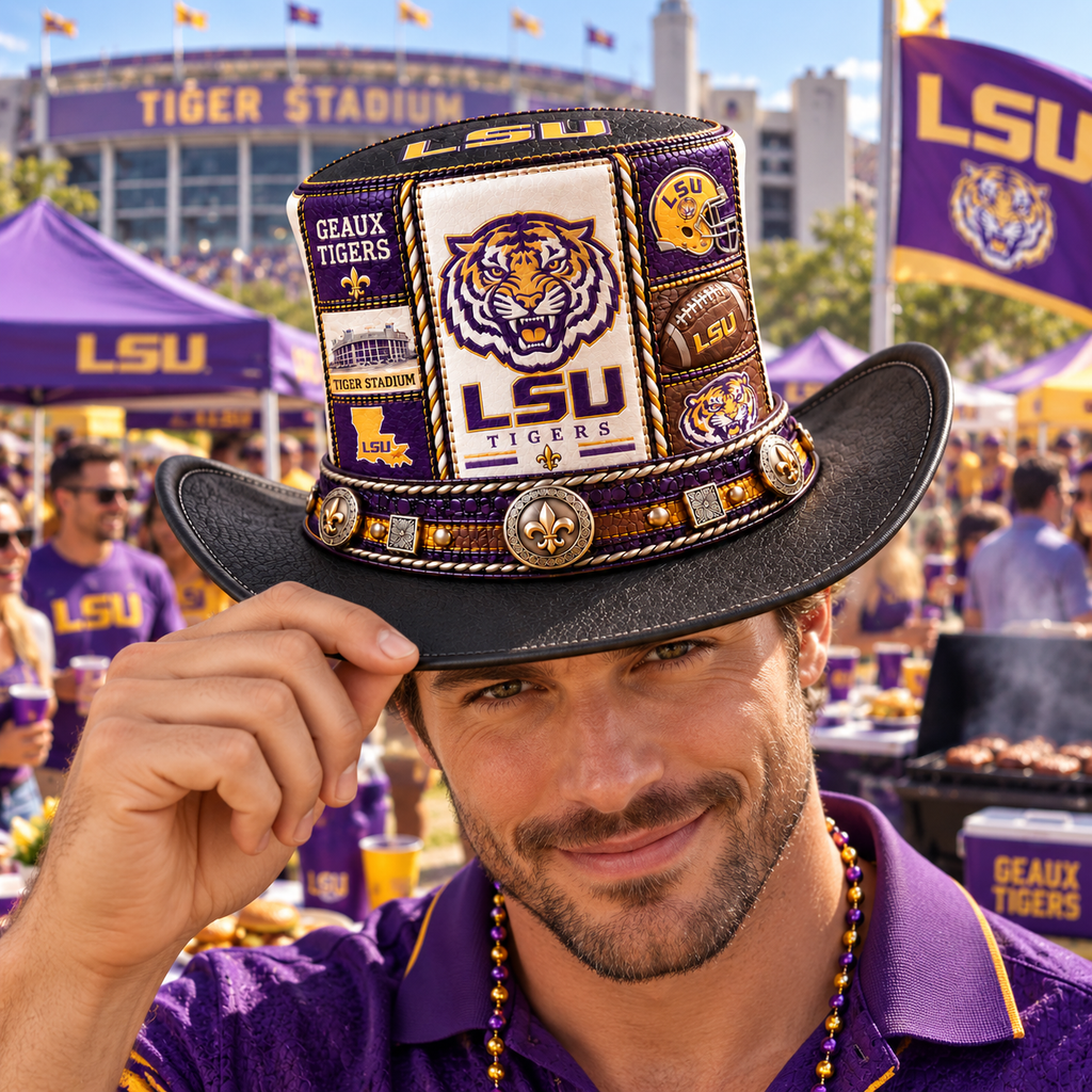 LSU Premium Leather Top Hat PDL