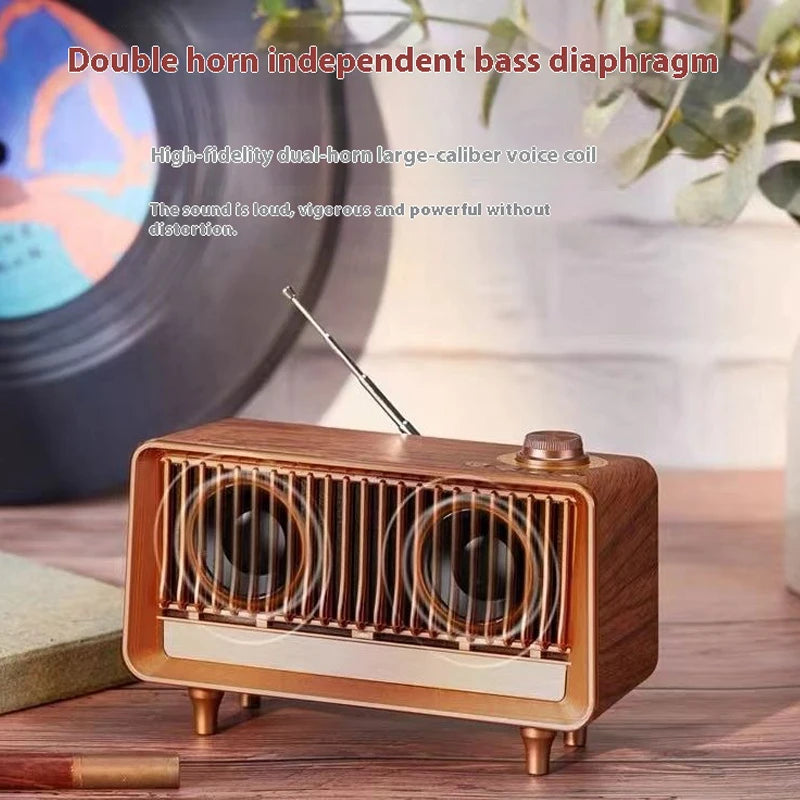 Retro Portable Wireless Bluetooth Speaker High-Quality Powerful Stereo Sound Box Mp3 Player Small Vintage FM Rechargeable