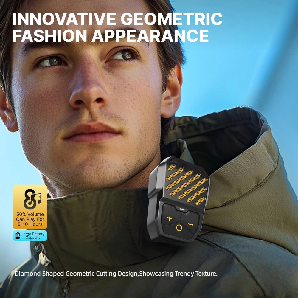 Wearable Clip On Bluetooth Speaker Portable Speaker Bluetooth with Mic for HandsFree Calls 10 Hour Playtime Mini Gifts for Men